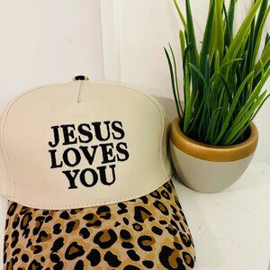 Two-Tone Inspirational Women's Cap NWT (unisex) adjustable Cheetah/Cream